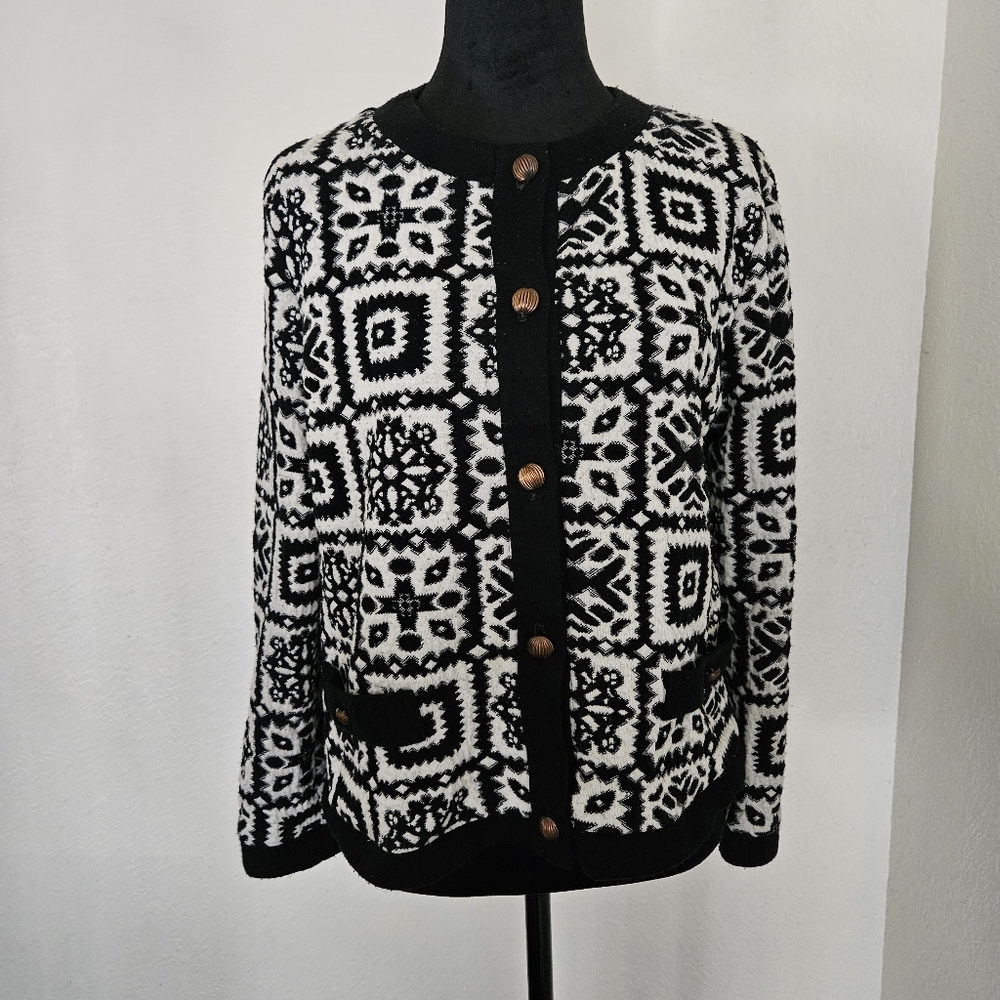 Black and White Patterned Cardigan